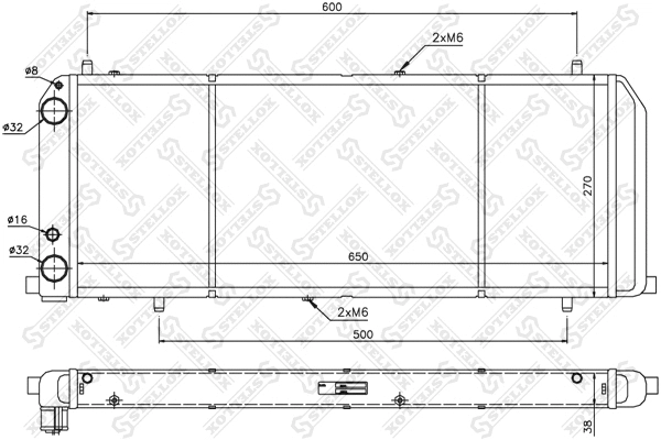 Radiateur, refroidissement du moteur STELLOX 10-25046-SX