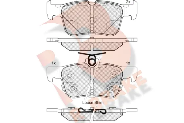 Kit de plaquettes de frein, frein à disque R BRAKE RB2198-203