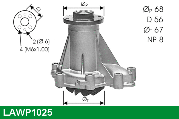 Pompe à eau, refroidissement du moteur LUCAS LAWP1025