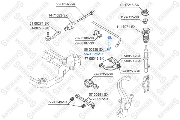 Entretoise/tige, stabilisateur STELLOX 56-00331-SX