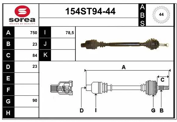 Arbre de transmission STARTCAR 154ST94-44