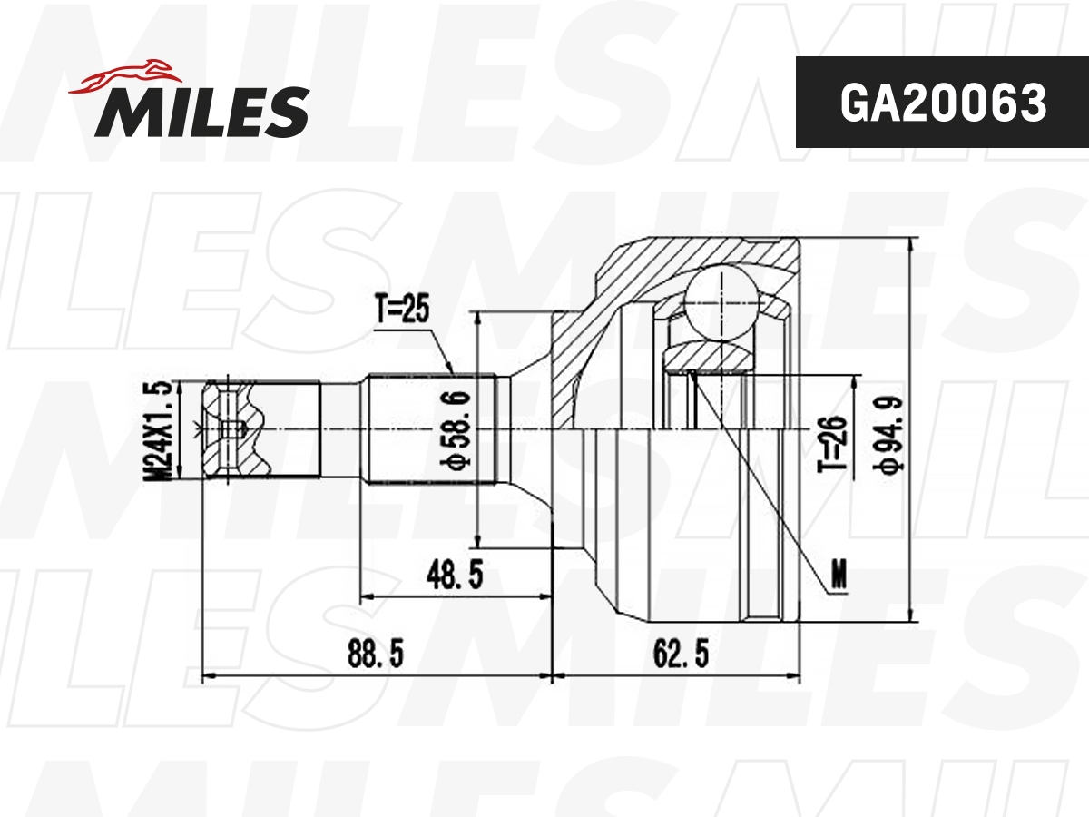 Jeu de joints, arbre de transmission MILES GA20063