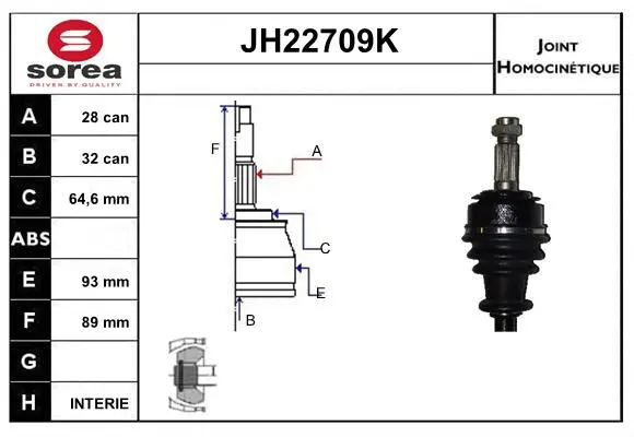 Jeu de joints, arbre de transmission SNRA JH22709K