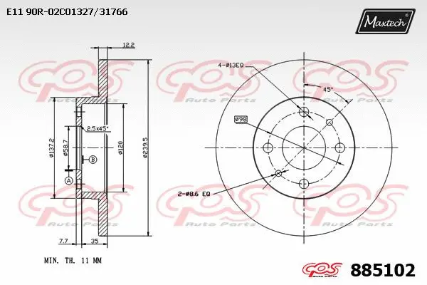 Disque de frein MAXTECH 885102