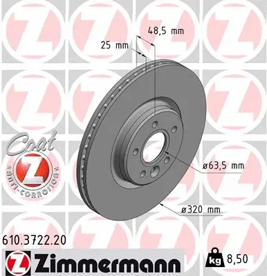 Disque de frein ZIMMERMANN 610.3722.20