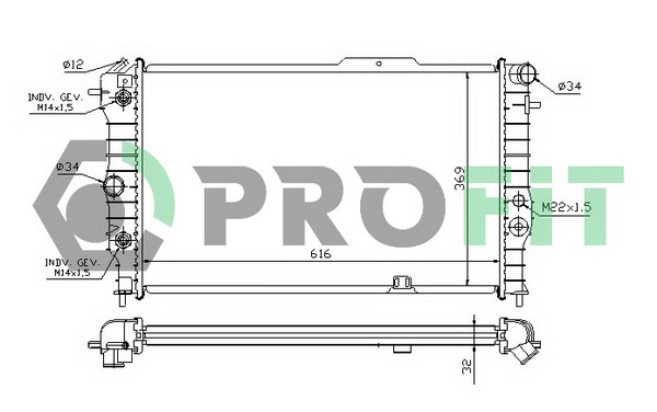 Radiateur, refroidissement du moteur PROFIT PR 5076A3