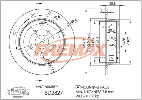 Disque de frein FREMAX BD-2827
