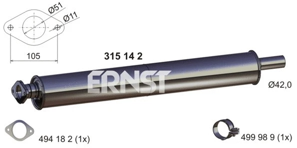 Silencieux avant ERNST 315142