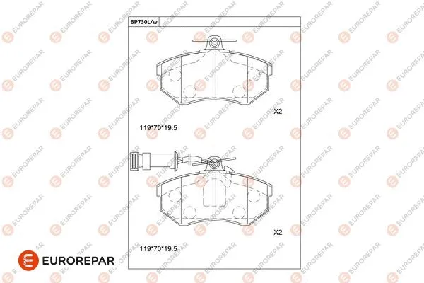 Kit de plaquettes de frein, frein à disque EUROREPAR 1681259780