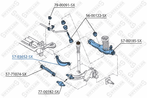Bras de liaison, suspension de roue STELLOX 57-03652-SX