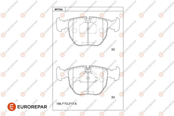 Kit de plaquettes de frein, frein à disque EUROREPAR 1681276380