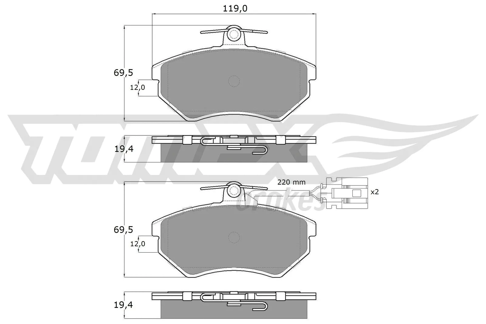 Kit de plaquettes de frein, frein à disque TOMEX Brakes TX 12-04