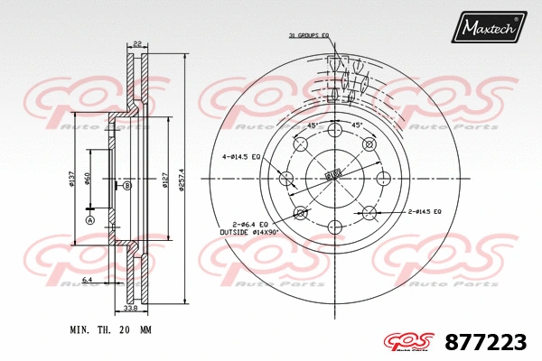 Disque de frein MAXTECH 877223