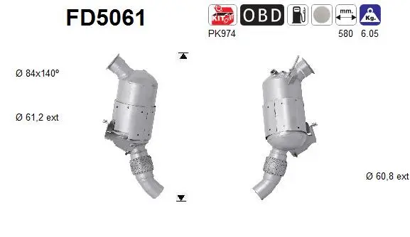 Filtre à particules / à suie, échappement AS FD5061