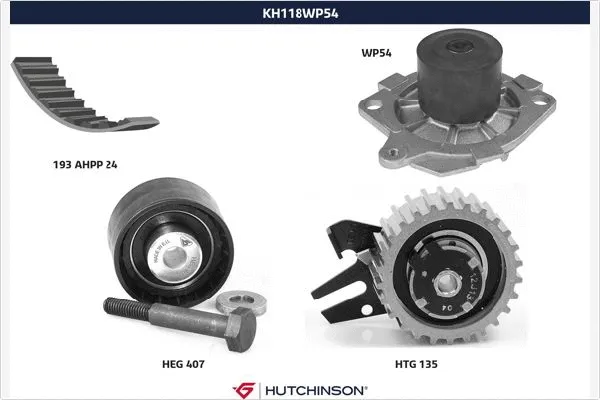 Pompe à eau + kit de courroie crantée HUTCHINSON KH 118WP54