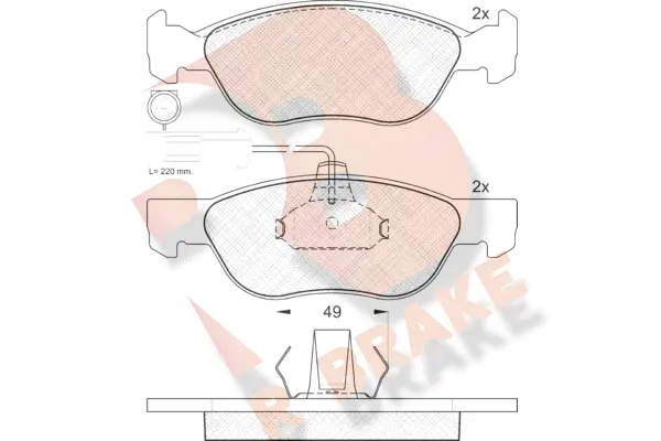 Kit de plaquettes de frein, frein à disque R BRAKE RB1243
