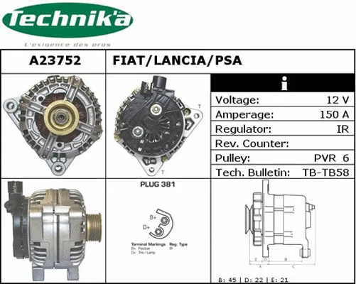 Alternateur Technika A23752