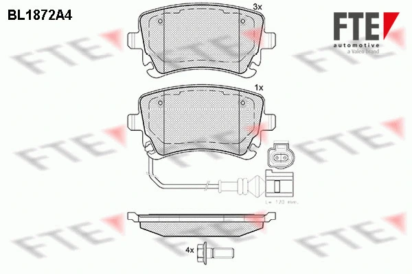 Kit de plaquettes de frein, frein à disque FTE 9010453