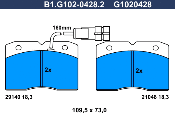 Kit de plaquettes de frein, frein à disque GALFER B1.G102-0428.2
