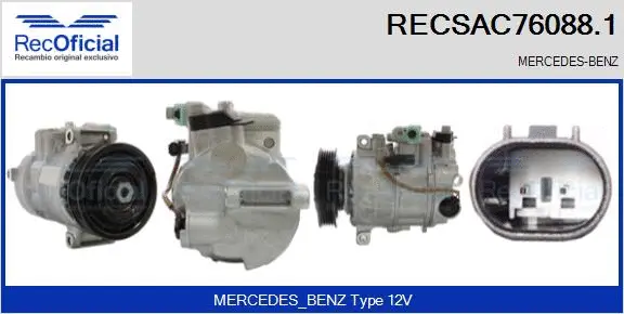 Compresseur, climatisation RECOFICIAL RECSAC76088.1