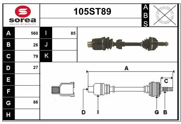 Arbre de transmission STARTCAR 105ST89