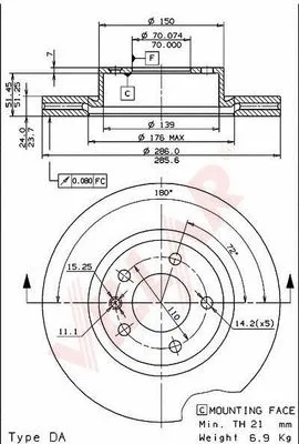 Disque de frein VILLAR 628.1062