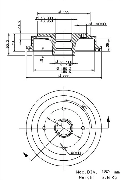 Tambour de frein VILLAR 627.0243