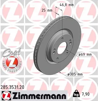 Disque de frein ZIMMERMANN 285.3531.20
