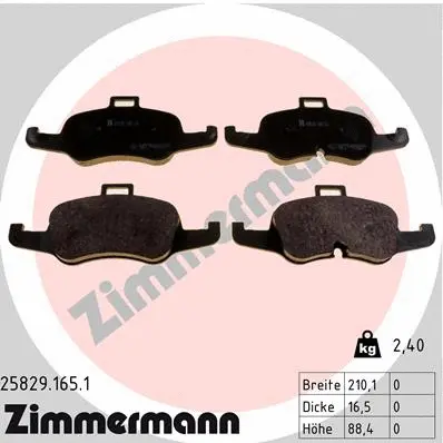 Kit de plaquettes de frein, frein à disque ZIMMERMANN 25829.165.1