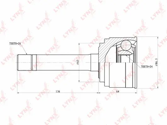 Jeu de joints, arbre de transmission LYNXAUTO CO-4405
