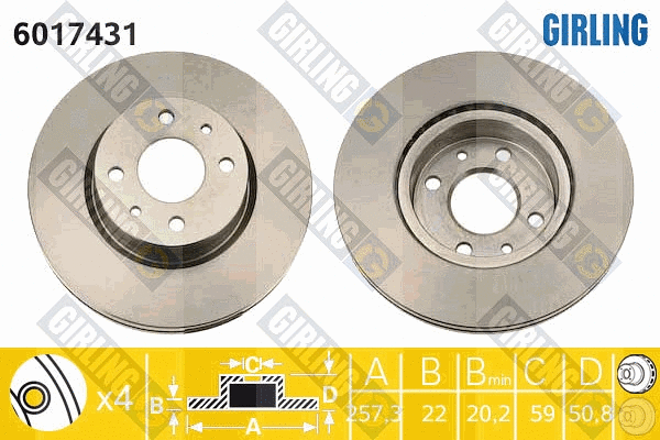 Disque de frein GIRLING 6017431