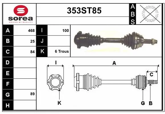 Arbre de transmission STARTCAR 353ST85