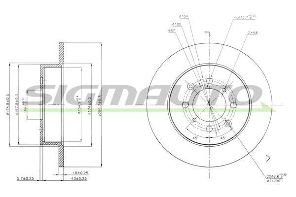 Disque de frein SIGMAUTO DBB466S