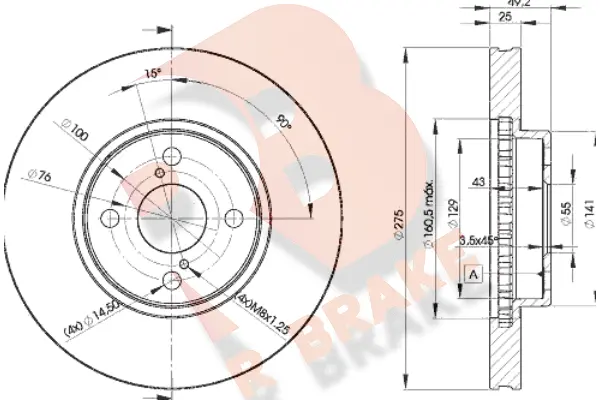 Disque de frein R BRAKE 78RBD22080