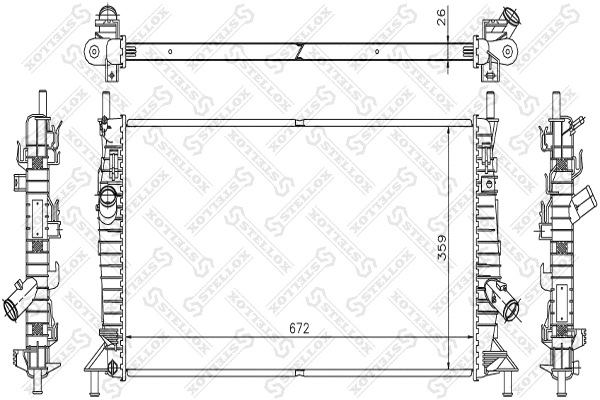 Radiateur, refroidissement du moteur STELLOX 10-25182-SX