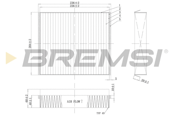Filtre, air de l'habitacle BREMSI FC1333