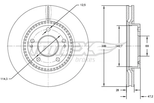 Disque de frein TOMEX Brakes TX 72-47