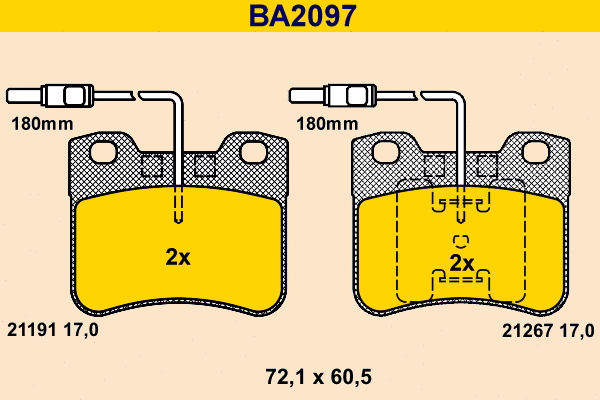 Kit de plaquettes de frein, frein à disque BARUM BA2097