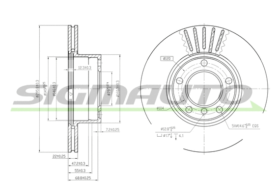 Disque de frein SIGMAUTO DBA834V
