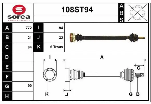 Arbre de transmission STARTCAR 108ST94