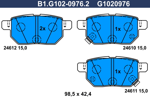 Kit de plaquettes de frein, frein à disque GALFER B1.G102-0976.2