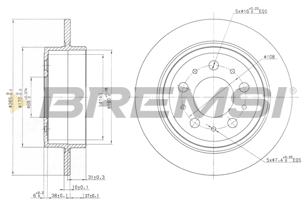Disque de frein BREMSI CD7060S