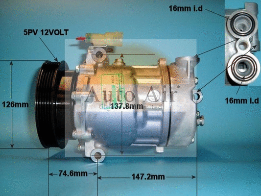 Compresseur, climatisation AUTO AIR GLOUCESTER 14-1213