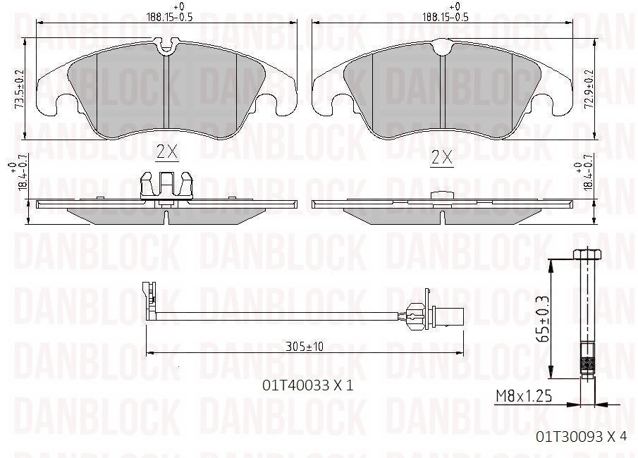 Kit de plaquettes de frein, frein à disque DANBLOCK DB 510633