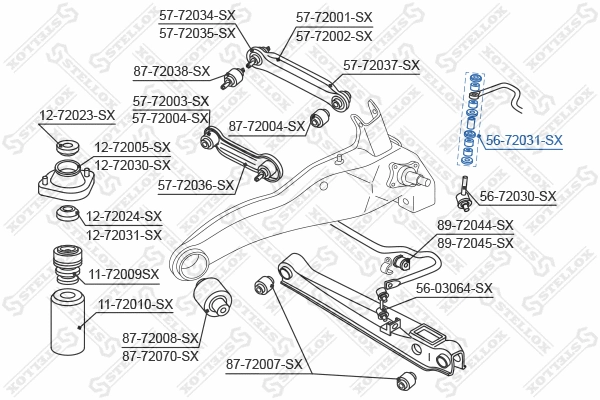 Suspension, stabilisateur STELLOX 56-72031-SX