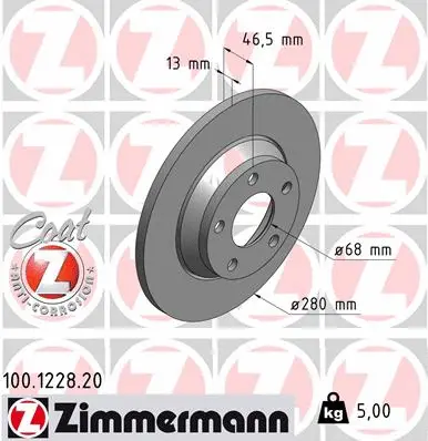 Disque de frein ZIMMERMANN 100.1228.20