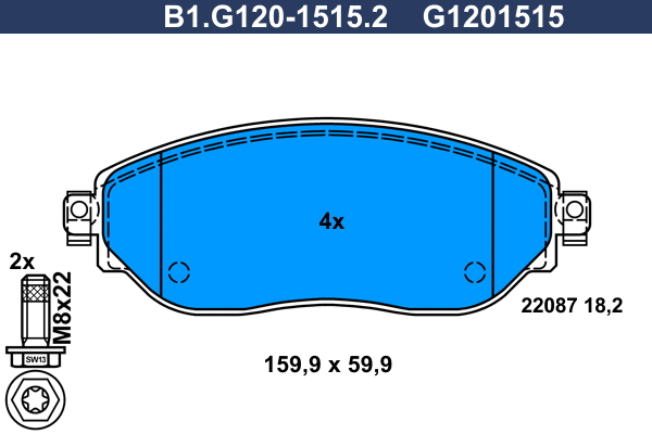 Kit de plaquettes de frein, frein à disque GALFER B1.G120-1515.2