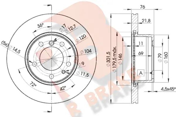 Disque de frein R BRAKE 78RBD18040