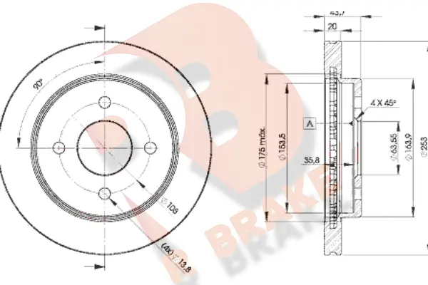 Disque de frein R BRAKE 78RBD26786