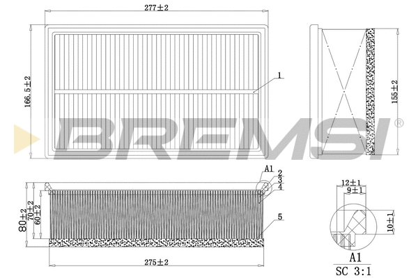 Filtre à air BREMSI FA1032